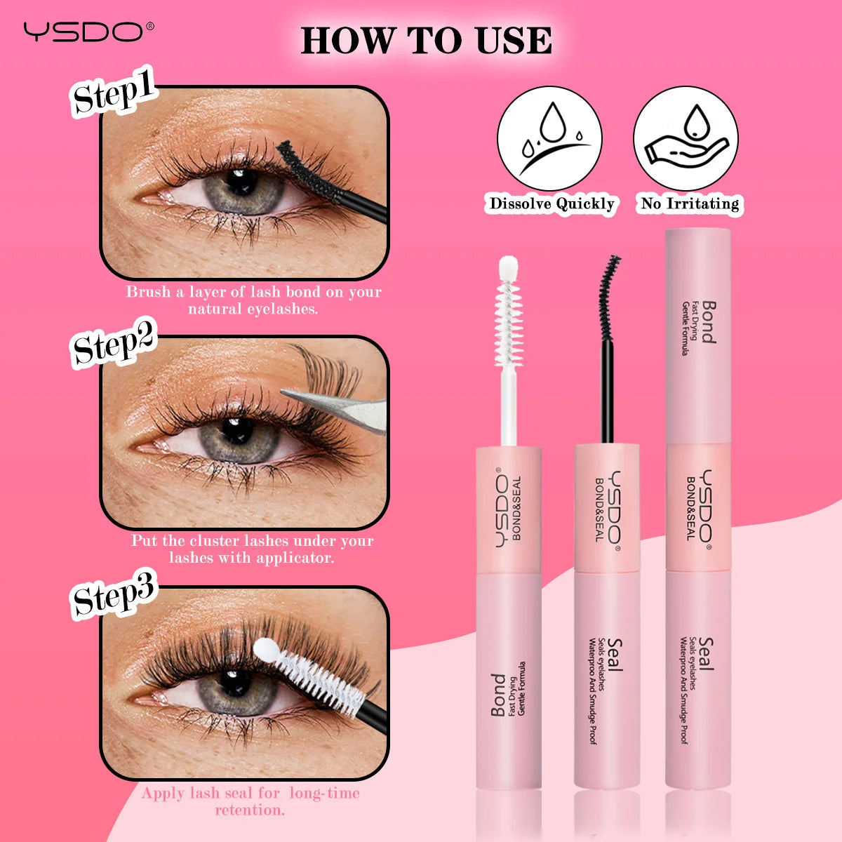 Lash Clusters Kit Individual Lash Extension Bond and Seal Glue Tweezers DIY Multi-type False Eyelashes Makeup Lash Applicator